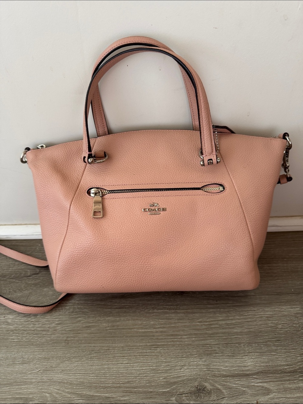 Coach Pebbled Leather Satchel in Dusty Rose